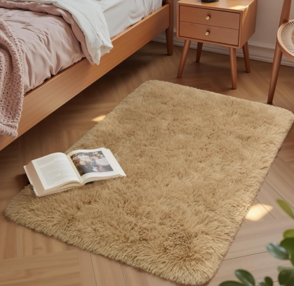 Small Throw Rugs for Bedroom, 2x3 Beige Mini Non Slip Area Rug, Super Soft Plush Fluffy Carpet Modern Home Decor Aesthetic for Entryway Entrance Nursery Kids Room Dorm Office